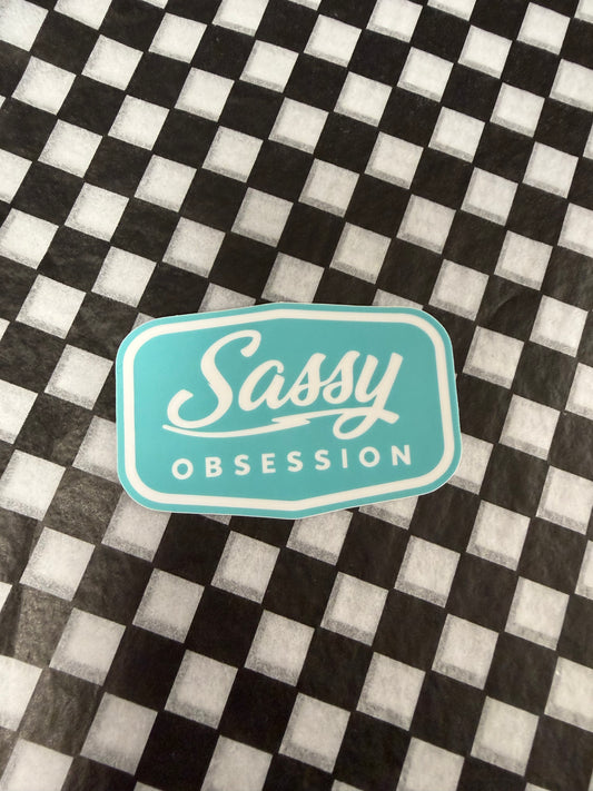 Sassy Signature Sticker - Teal/White