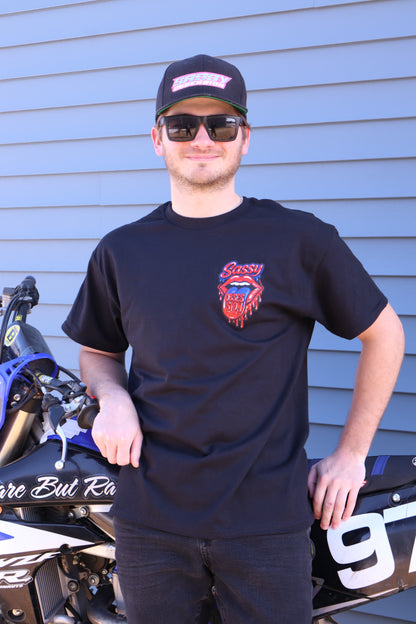 Drip Tongue Tee - Blue & Red