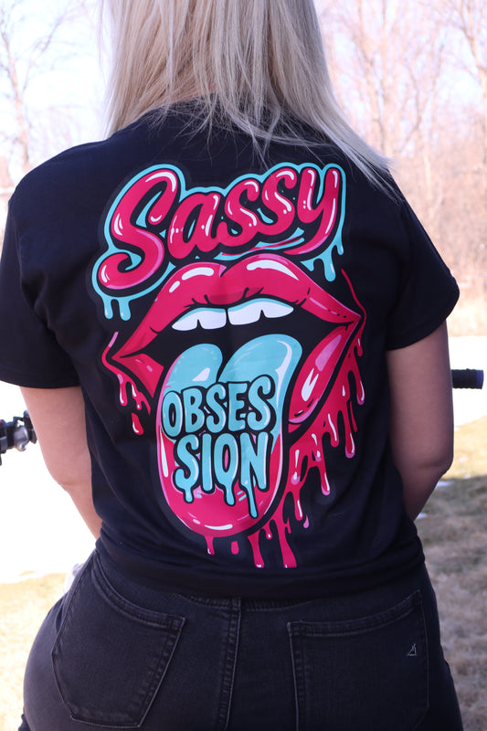 Drip Tongue Tee - Pink & Teal