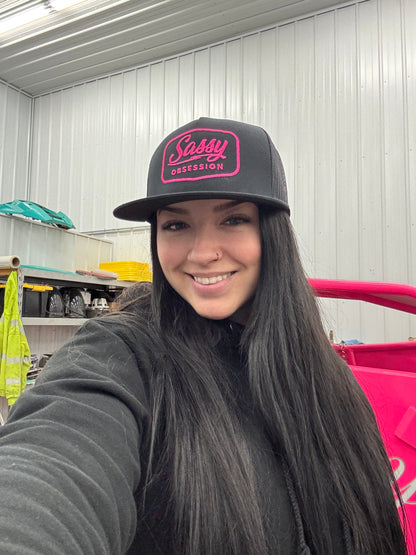 Sassy Signature Snap Back - Black W/ Pink