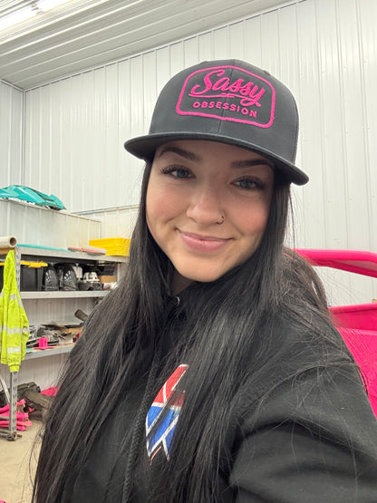 Sassy Signature Trucker Hat - Black w/ Pink