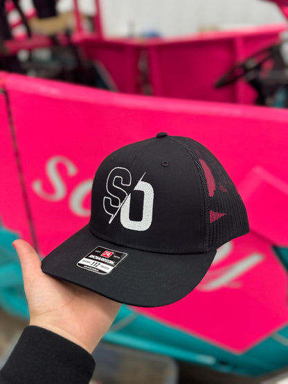 SO Trucker Hat - Black w/ White