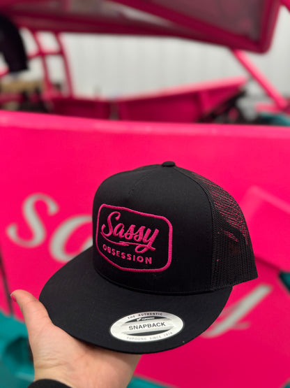 Sassy Signature Snap Back - Black W/ Pink