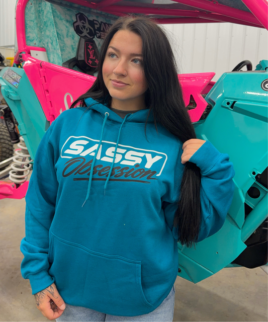 Retro Sassy Sweatshirt - Teal W/ White & Black
