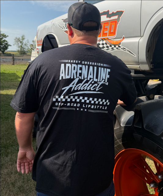 Adrenaline Addict Tee - Black w/ White