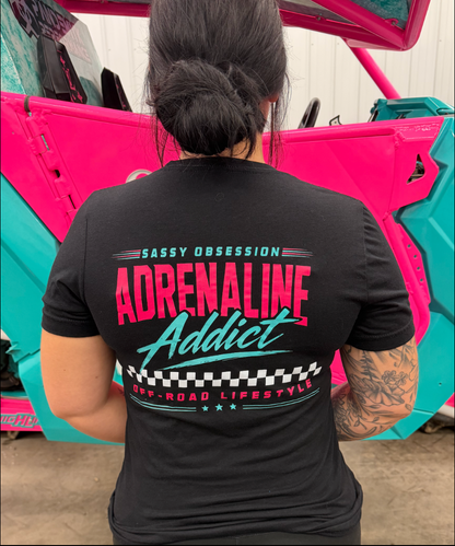 Adrenaline Addict Tee - Pink & Teal