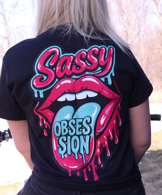 Drip Tongue Tee - Pink & Teal