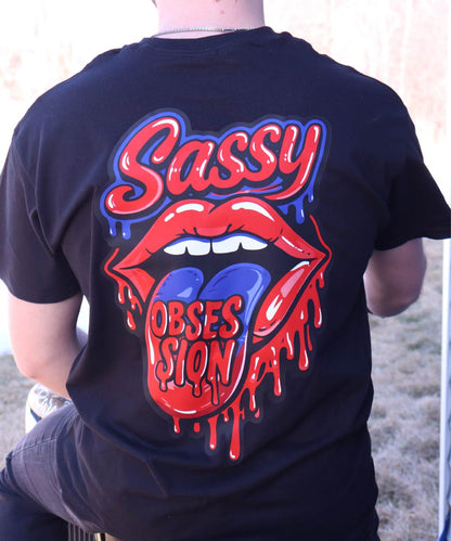 Drip Tongue Tee - Blue & Red