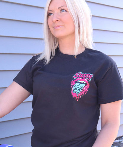 Drip Tongue Tee - Pink & Teal