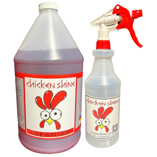 1 Gallon Chicken Shine Cleanser Starter Kit w/ Heavy Duty Spray Bottle